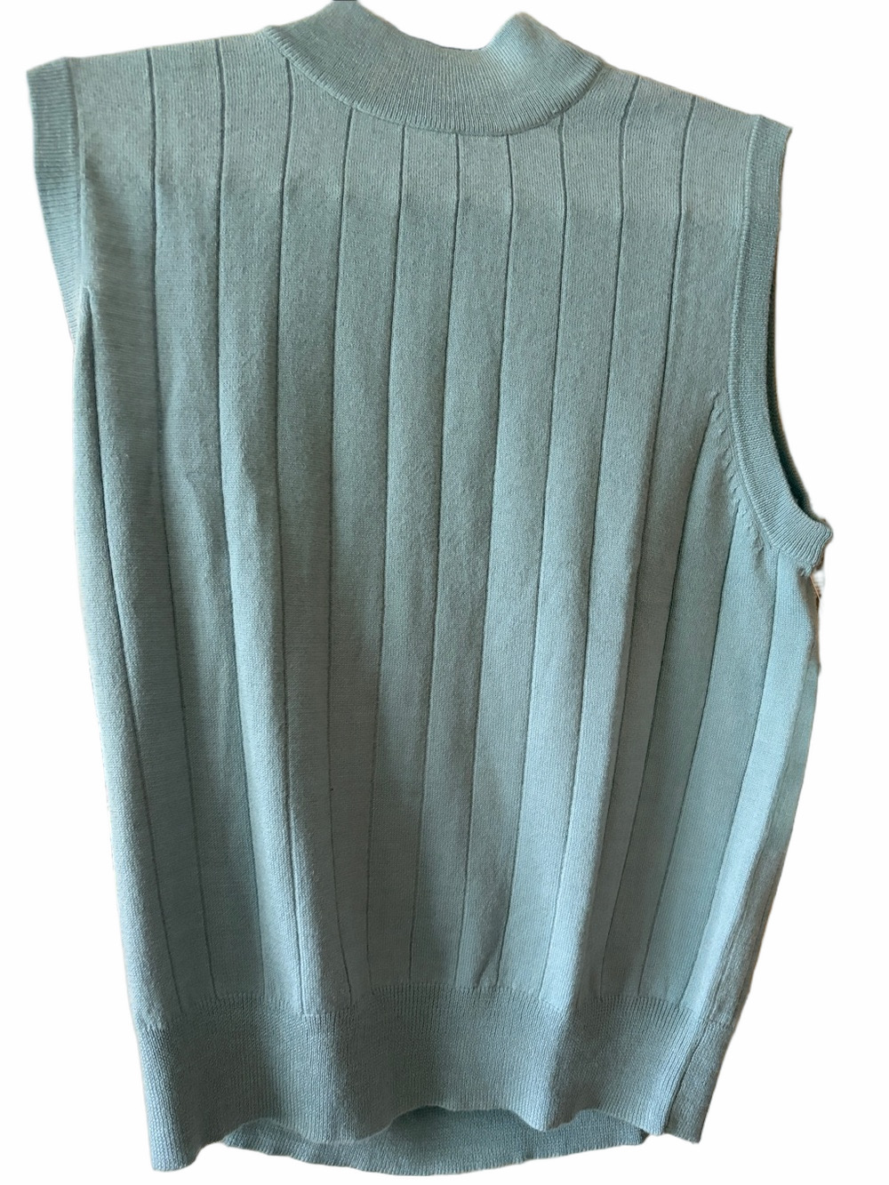 Harve Benard VINT 80s blue, wool blend sleeveless, mock turtle neck sweater L NW